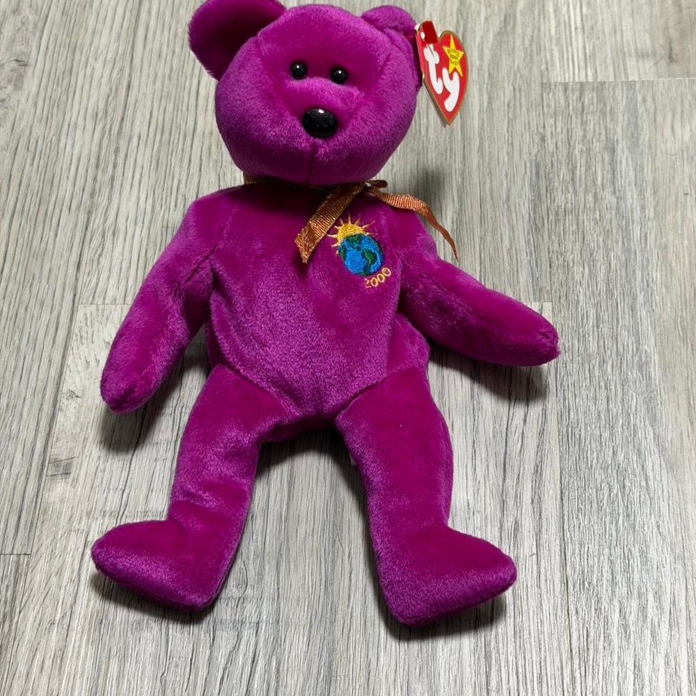 Ty Beanie Baby Millennium Purple Bear, Unisex, OS